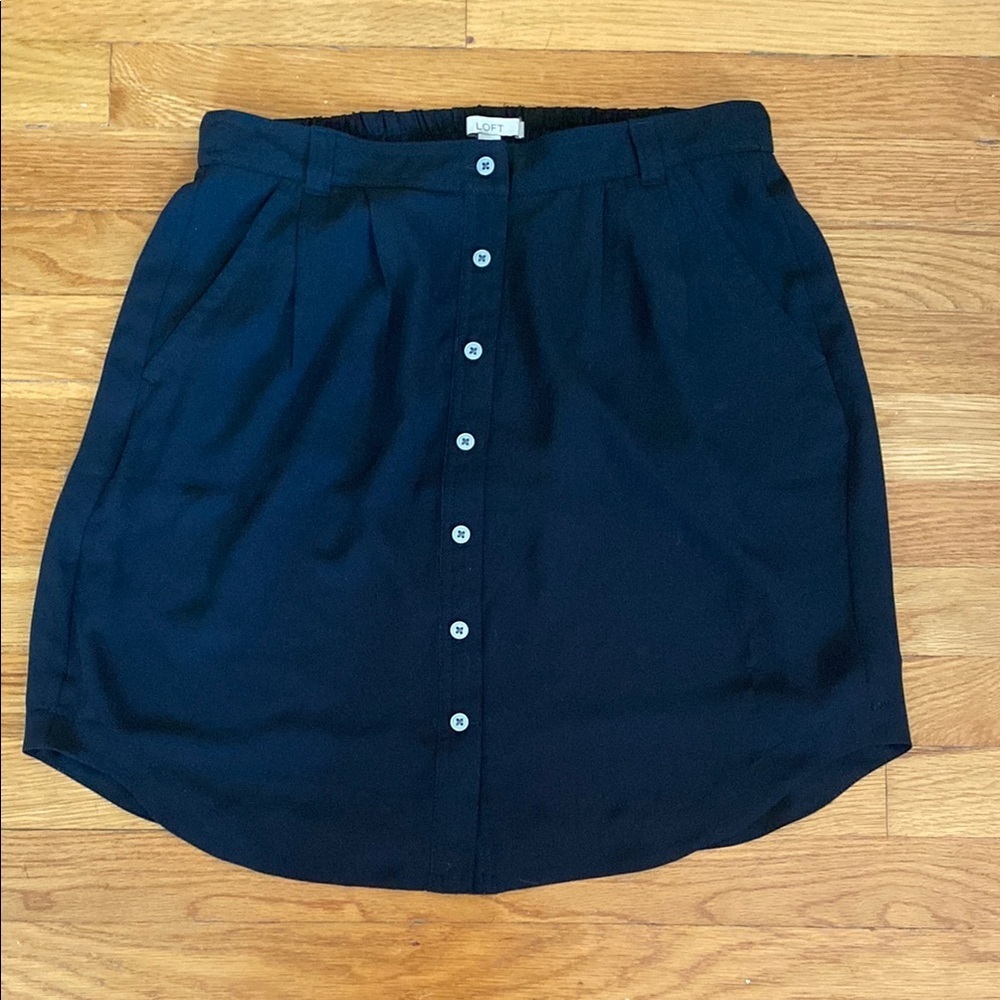 LOFT Black Button Down Skirt With Pockets